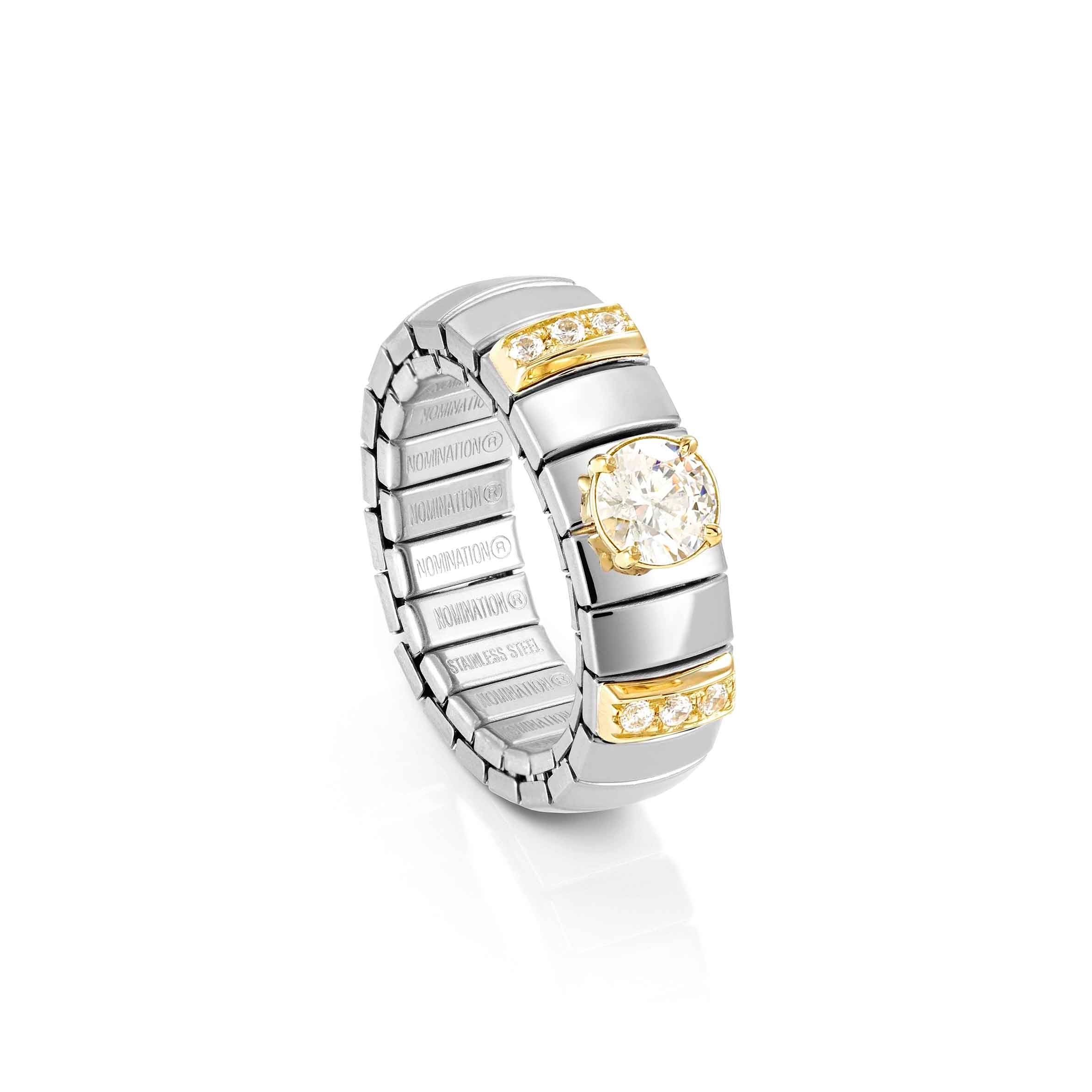 Elegant Stainless Steel Gold Plated Extension Ring with Dazzling Round Cubic Zirconia