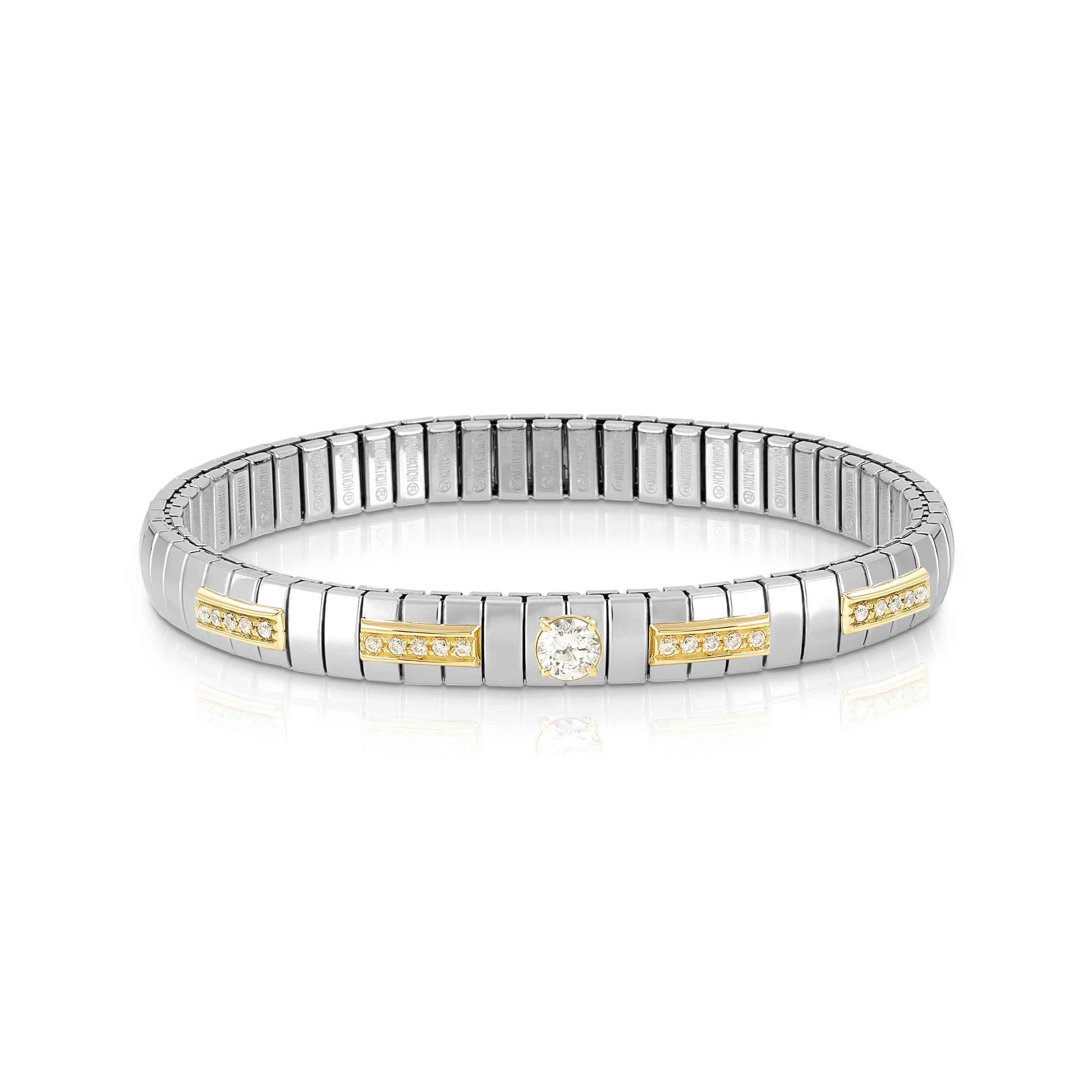 Elegant Gold-Plated Stainless Steel Extension Bracelet with Round CZ Stone