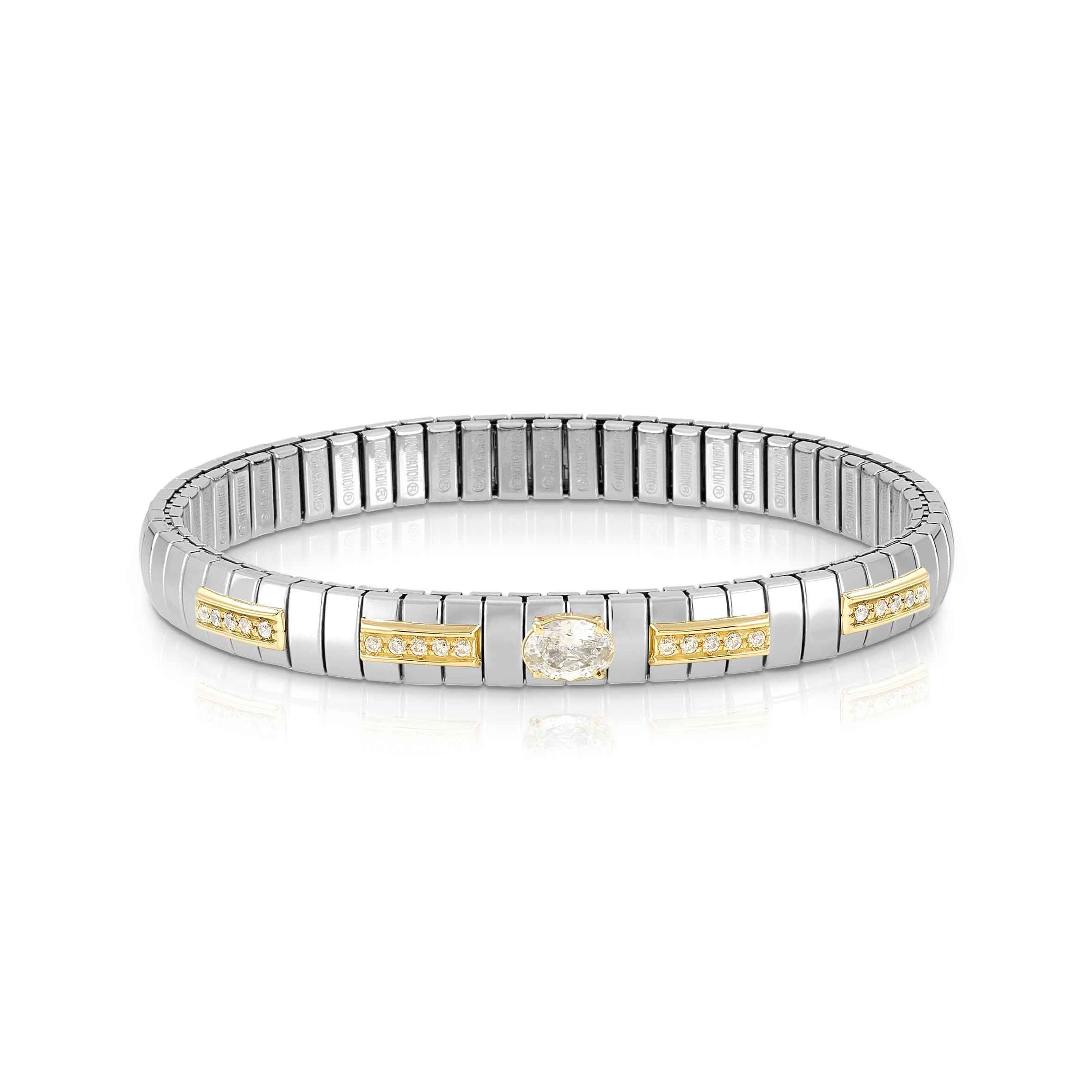 Nomination Elegant Gold Stainless Steel Extension Bracelet with Oval Cubic Zirconia