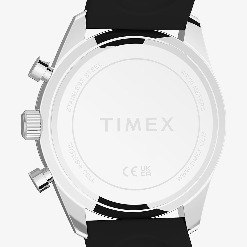 Timex Ridgefield Chronograph Silicone Strap Watch Black Dial