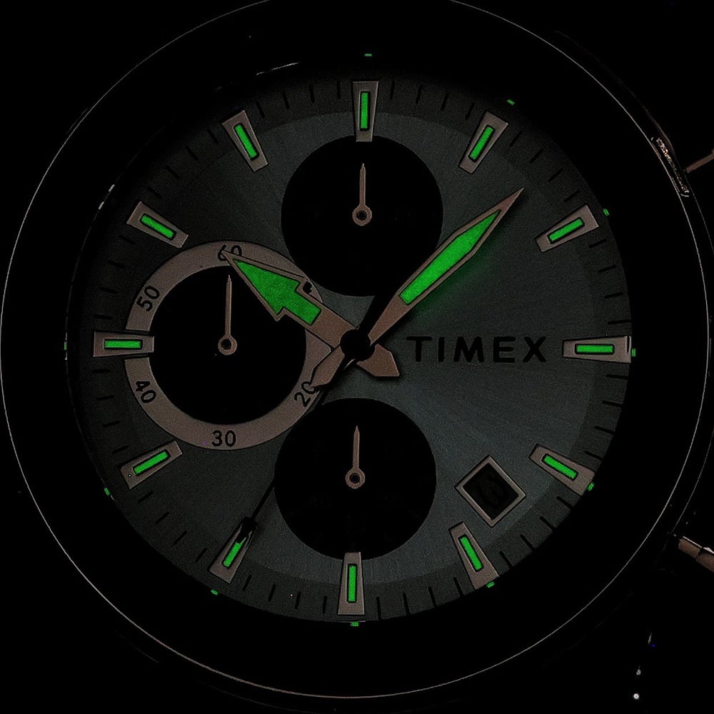 Timex Ridgefield Chronograph Stainless Steel Bracelet Watch Light Blue Dial