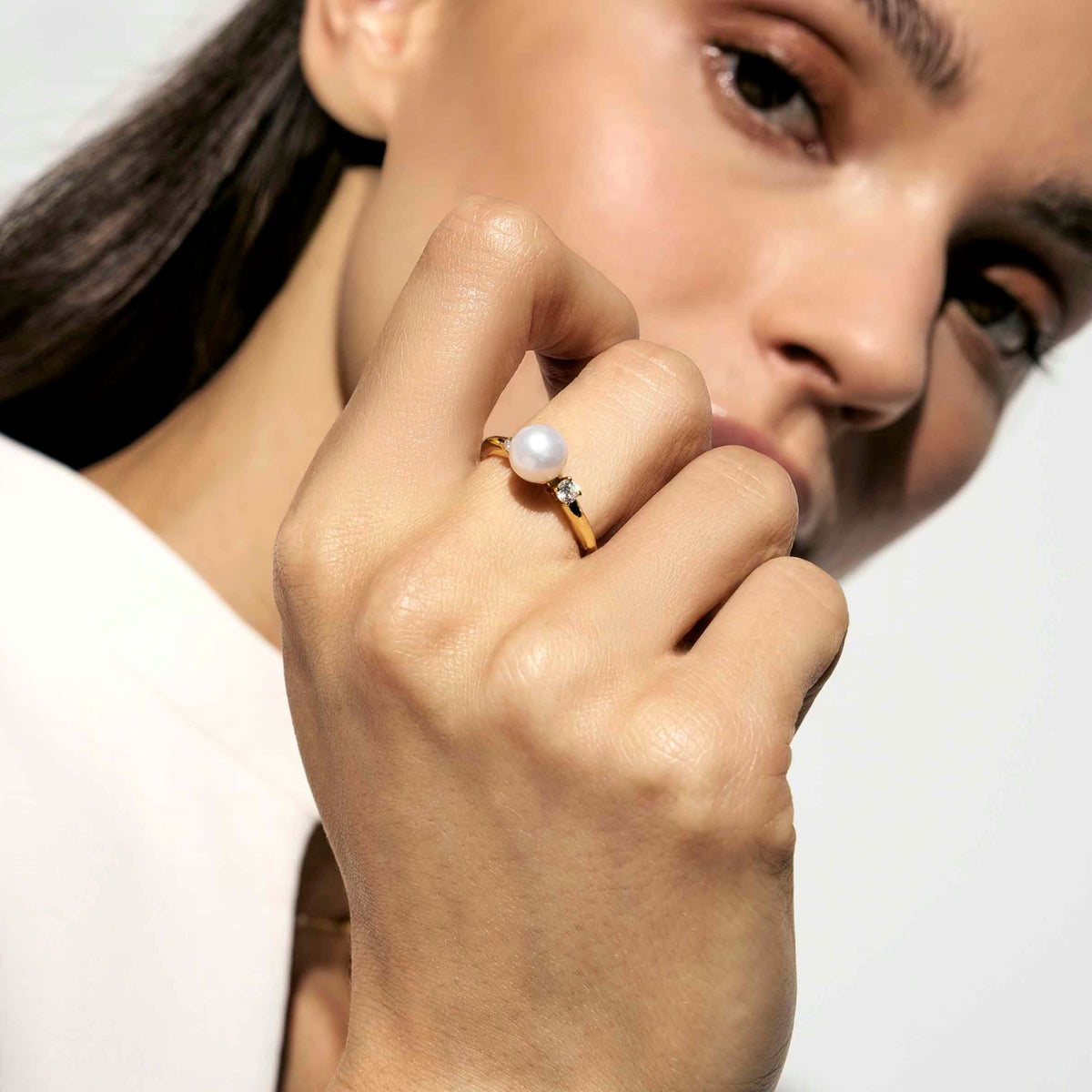 Nomination Siren Dream Ring, Pearl, Cubic Zirconia, Silver