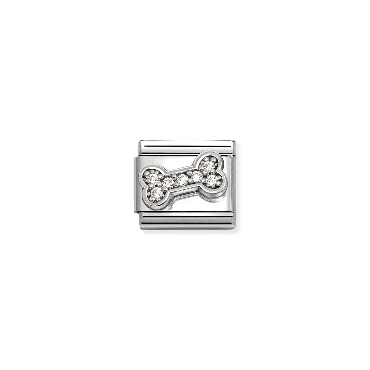 Nomination Composable Link Bone with CZ, 925 Sterling Silver