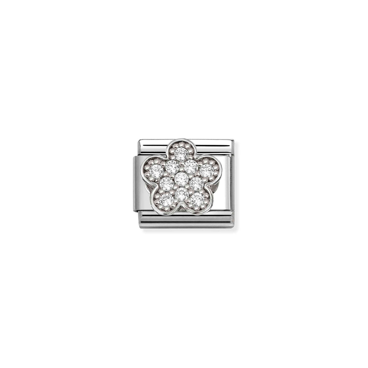 Nomination Composable Link Silver Flower with CZ, 925 Sterling Silver