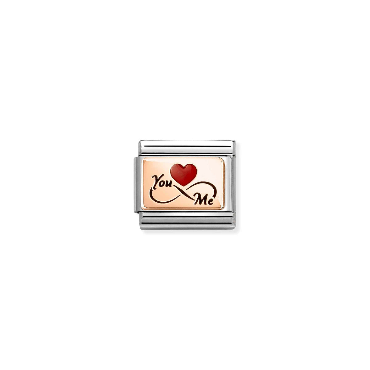Nomination Composable Link You & Me Infinity, Red Heart, 9K Gold Enamel