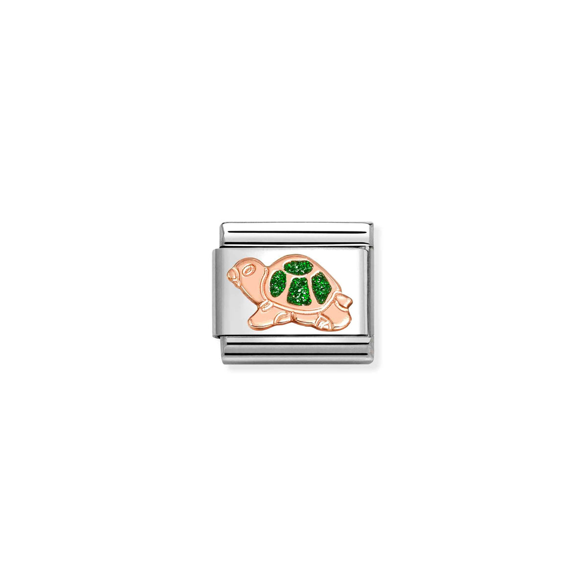 Nomination Composable Link Turtle, Green Glitter, 9K Gold Enamel