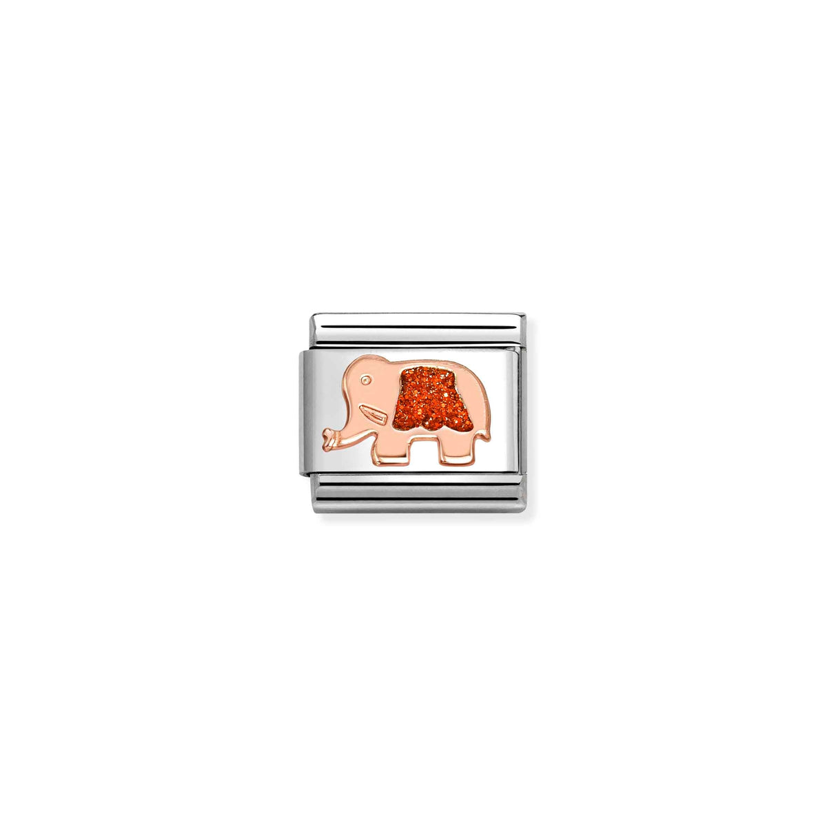 Nomination Composable Link Elephant, Red Glitter, 9K Gold Enamel