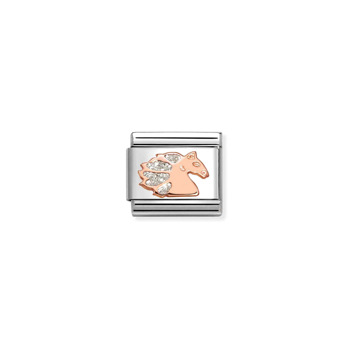 Nomination Composable Link Unicorn with Glitter, 9K Gold Enamel