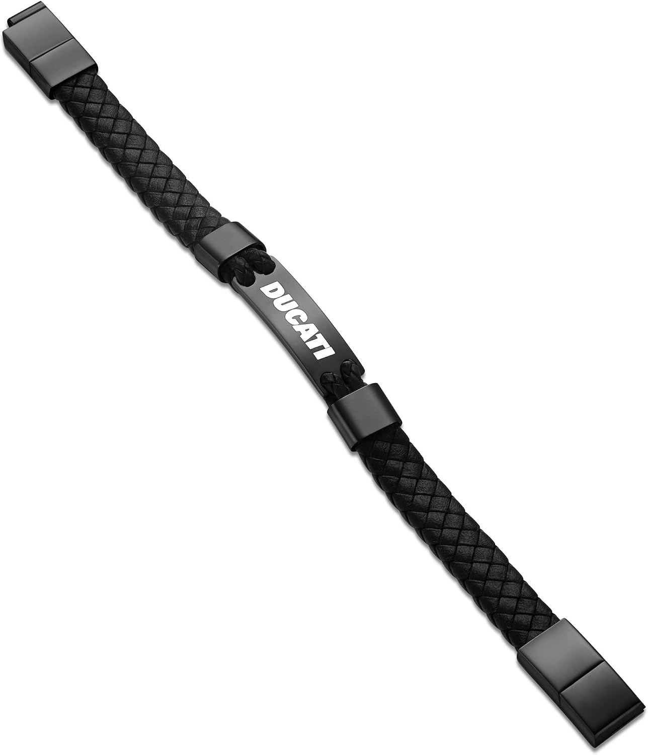 Ducati Expedition DTAGB0004804 Men's Leather Stainless Steel Bracelet Black