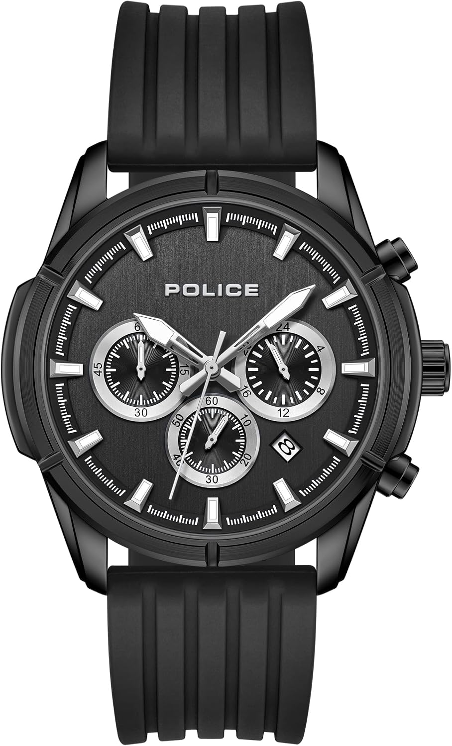 Police Flair Men's Black Silicone Strap Watch