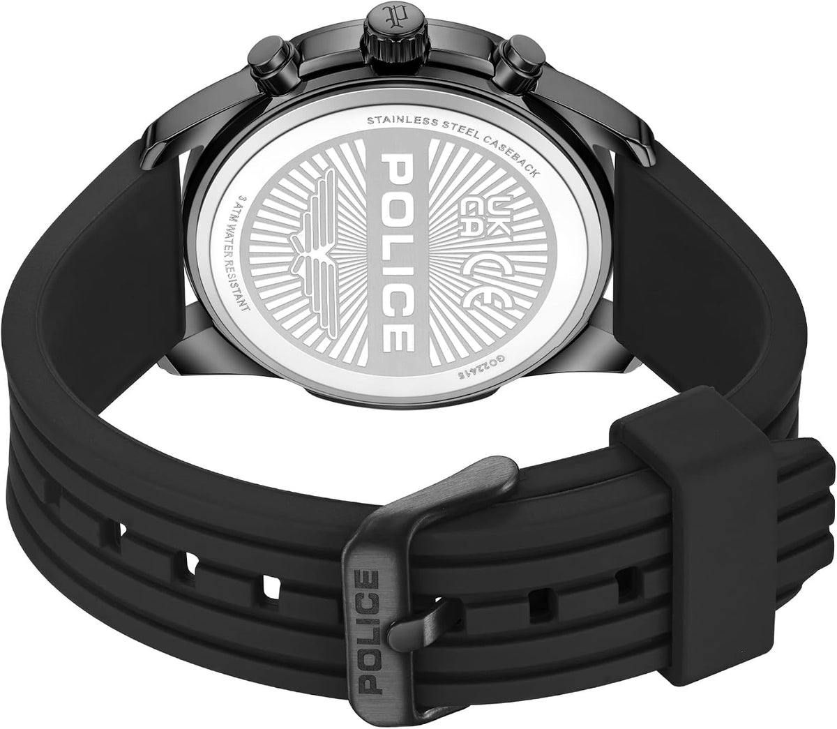 Police Flair Men's Black Silicone Strap Watch