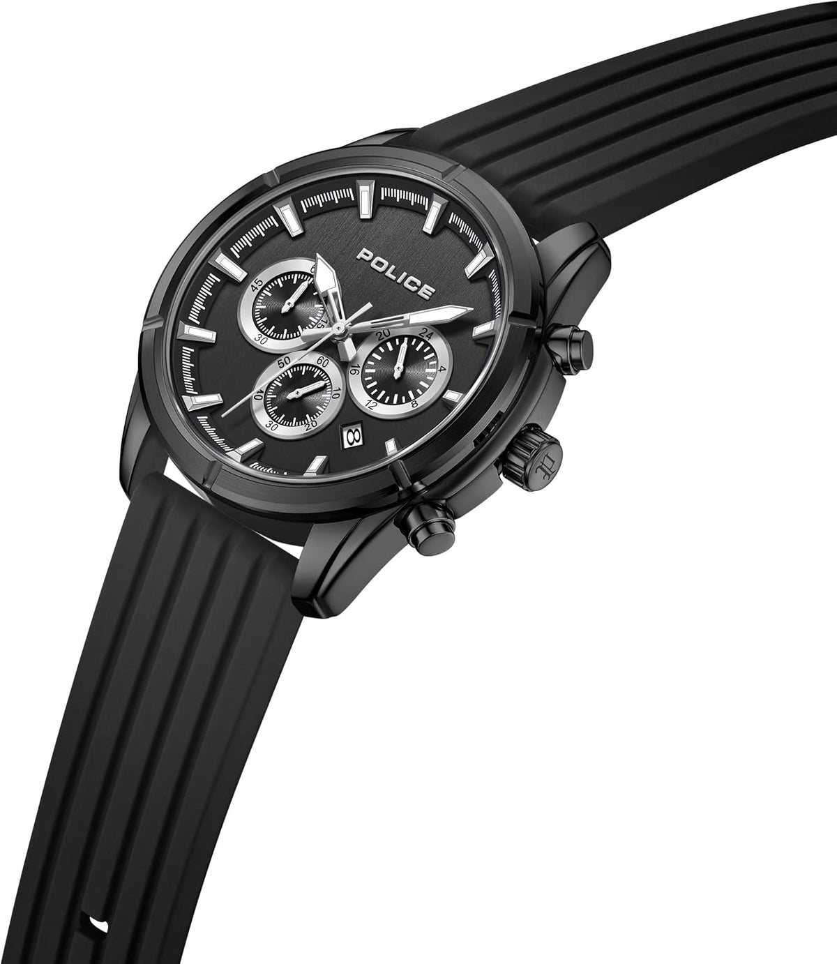 Police Flair Men's Black Silicone Strap Watch