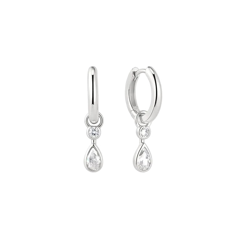 Ania Haie Dangling Bezel Teardrop Women's Huggie Hoop Earrings
