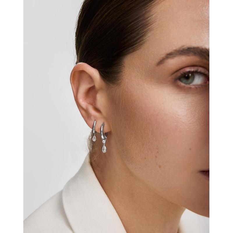 Ania Haie Dangling Bezel Teardrop Women's Huggie Hoop Earrings