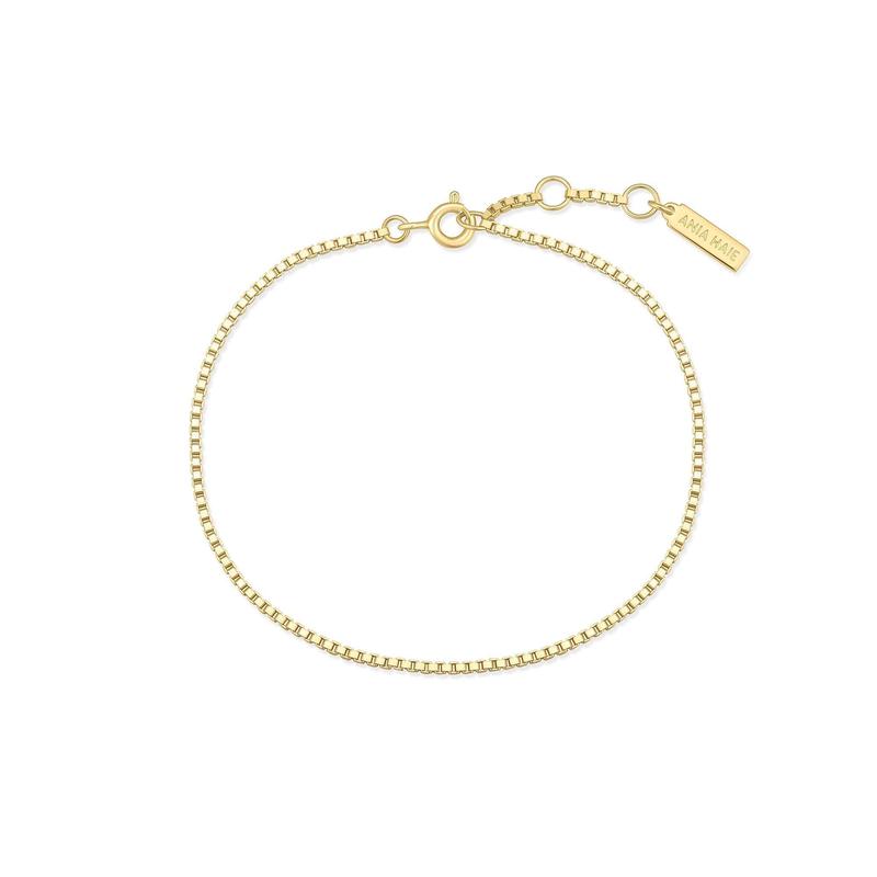 Ania Haie Elegant 925 Sterling Silver Gold Box Chain Bracelet