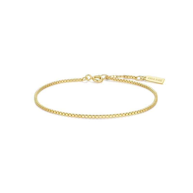 Ania Haie Elegant 925 Sterling Silver Gold Box Chain Bracelet