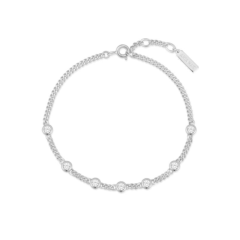 Ania Haie Elegant Silver Multi‑Station Round Stone Chain Bracelet