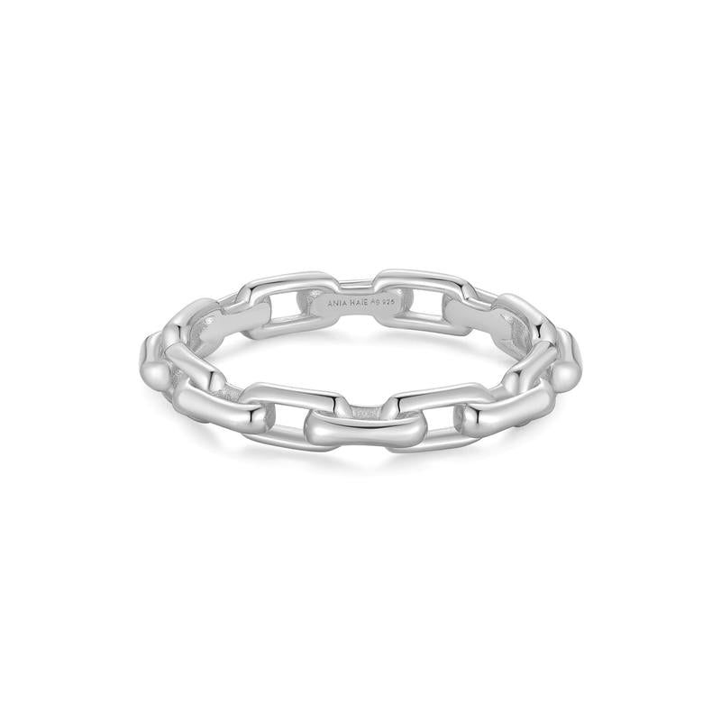 Ania Haie Elegant Sterling Silver Paper Clip Link Ring