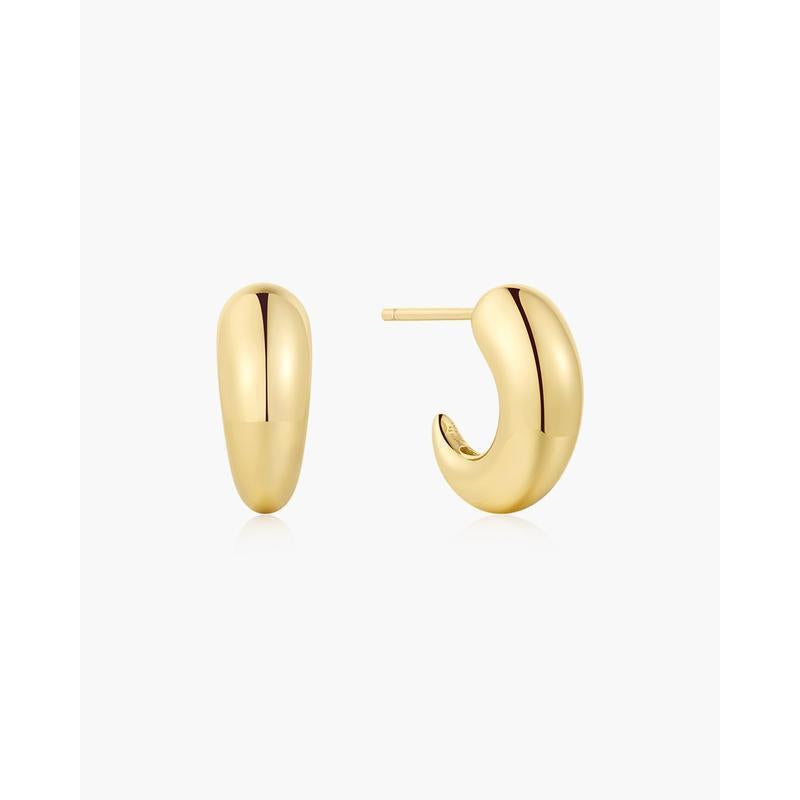 Ania Haie Fluid Light Gold Dome Stud Hoop Earrings
