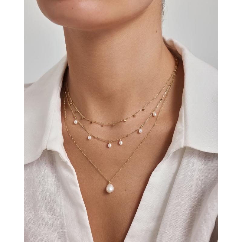 Ania Haie Gold Alternating Pearl & Bead Station Necklace