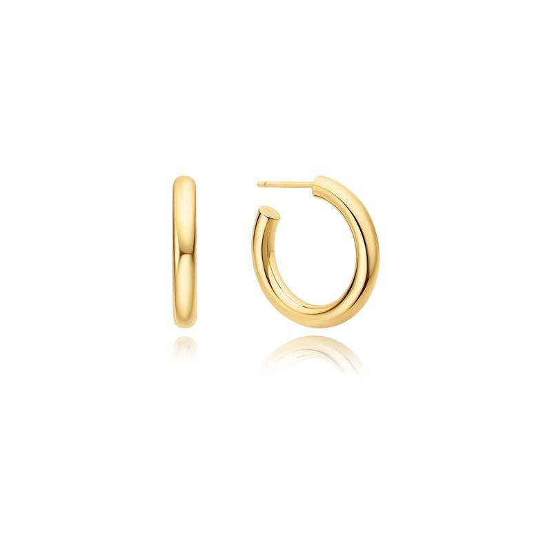 Ania Haie Gold Classic Tube Medium Huggie Hoop Earrings