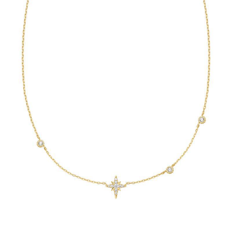 Ania Haie Gold Eight-Pointed Star Cubic Zirconia Station Necklace