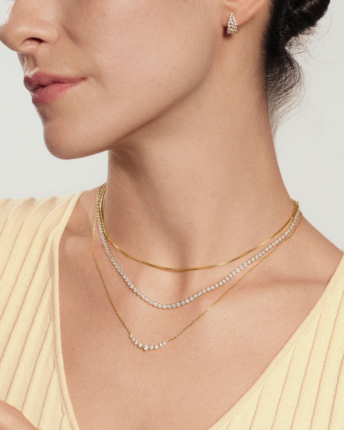 Ania Haie Gold Graduated Pave Arc Necklace