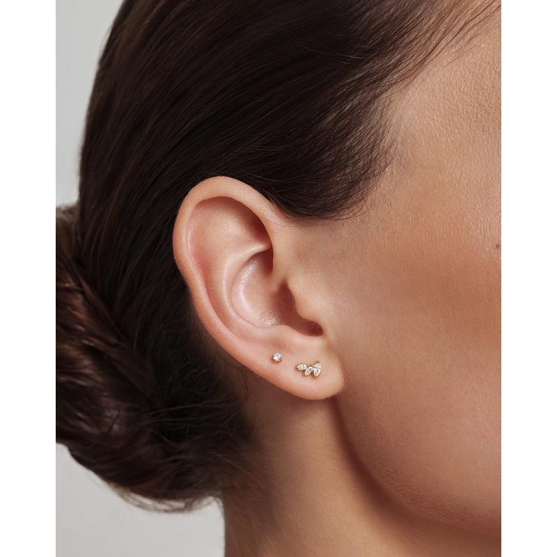 Ania Haie Gold Half-Bezel Triple Marquise Stud Earrings