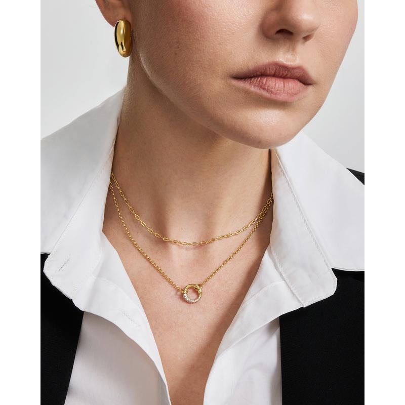 Ania Haie Gold Half Pavé & Polish Hoop Necklace