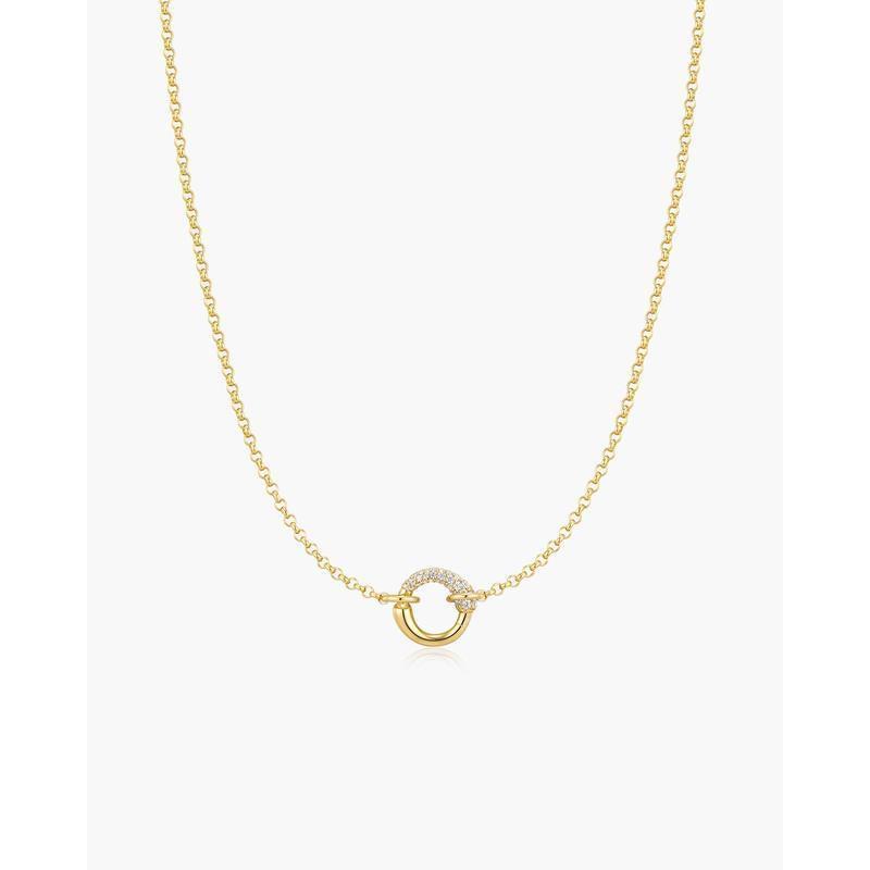 Ania Haie Gold Half Pavé & Polish Hoop Necklace