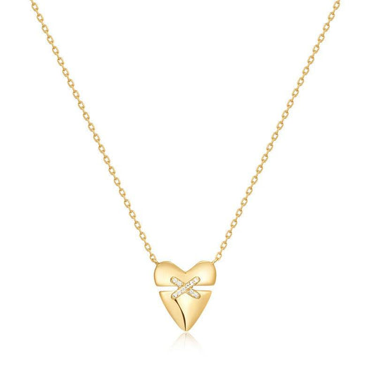 Ania Haie Gold Heart Kiss Pave Necklace