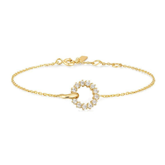 Ania Haie Gold Interlinked Circles Pave Bracelet