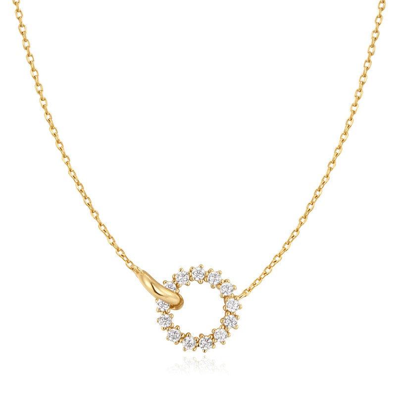 Ania Haie Gold Interlinked Circles Pave Necklace