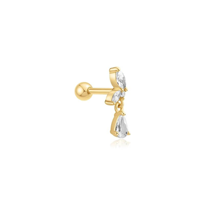 Ania Haie Gold Marquise Dangle Barbell Earring with Cubic Zirconia