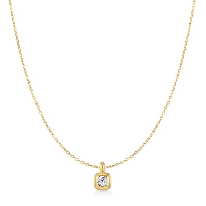 Ania Haie Gold Modern Bezel-Set Solitaire Necklace