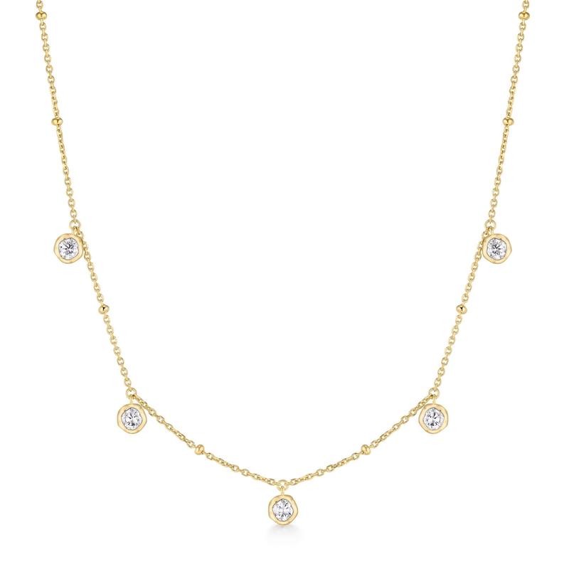 Ania Haie Gold Molten Bezel-Set Droplet Station Necklace
