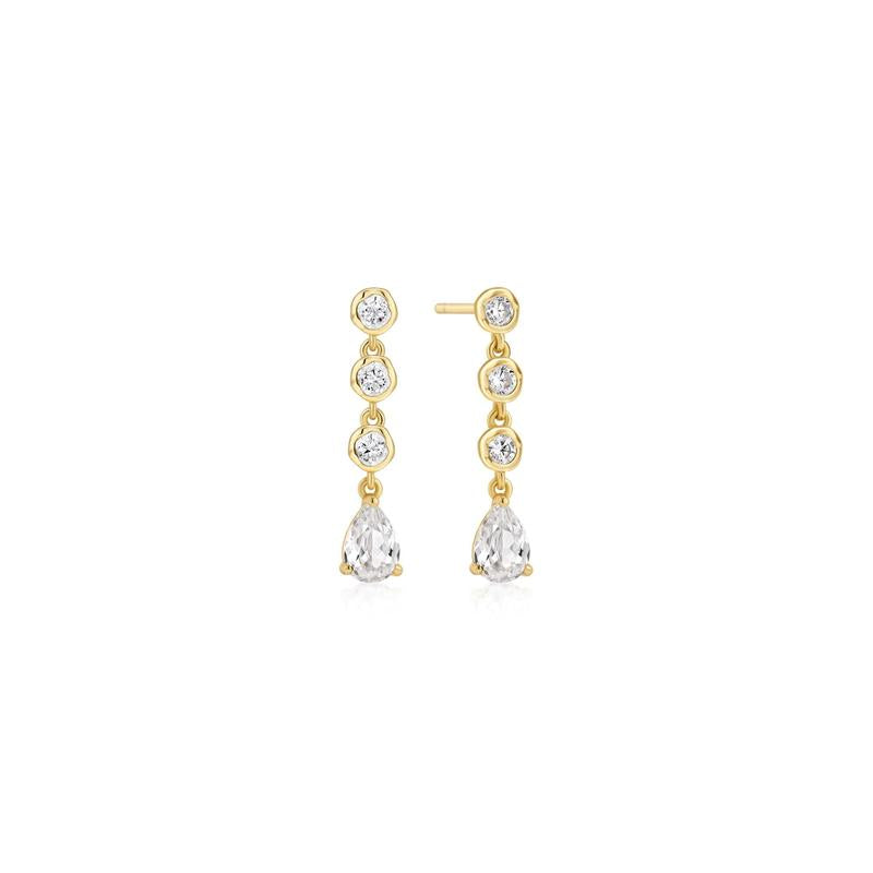 Ania Haie Gold Molten Cascade Bezel-Set Teardrop Stud Earrings