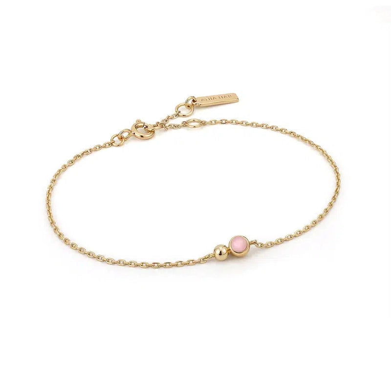 Ania Haie Gold Orb Rose Quartz Chain Bracelet