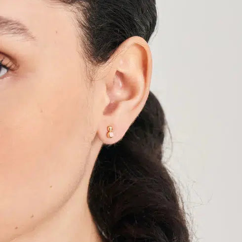 Ania Haie Gold Orb Rose Quartz Stud Earrings