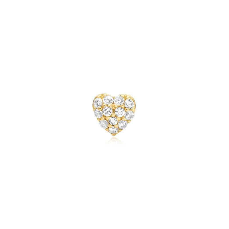 Ania Haie Gold Pave Heart Barbell Single Earring