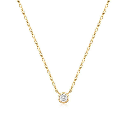 Ania Haie Gold Round Solitaire Cubic Zirconia Necklace