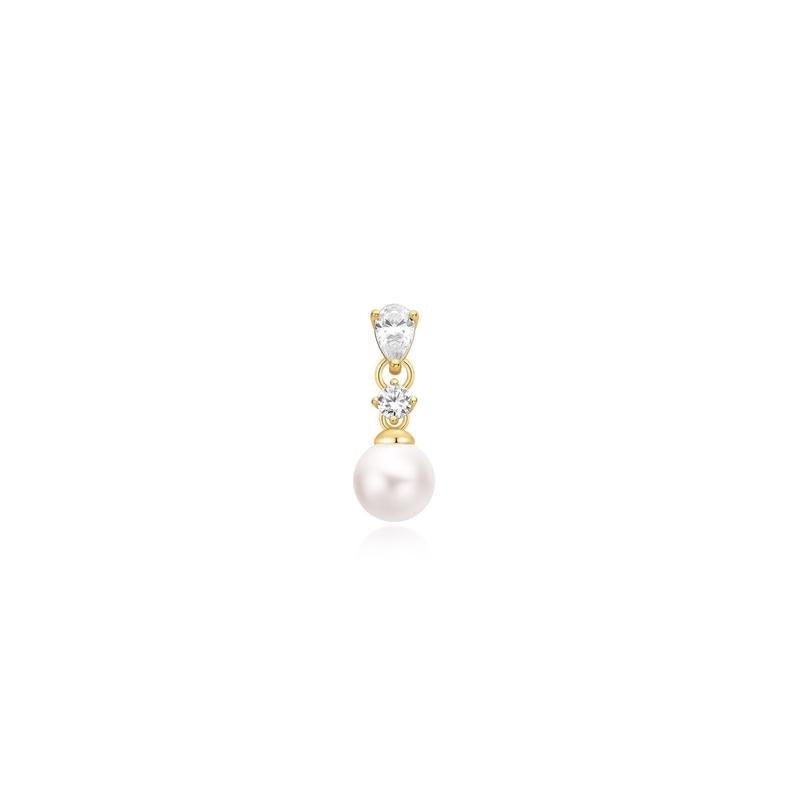 Ania Haie Gold Shell Pearl Dangling Barbell Single Earring
