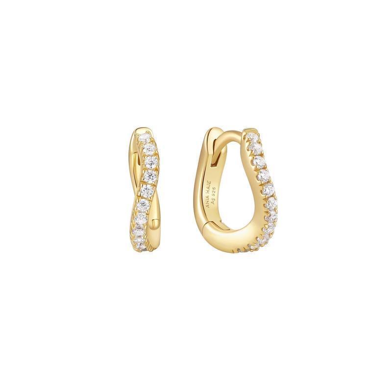 Ania Haie Gold Slim Pave Wave Huggie Hoop Earrings