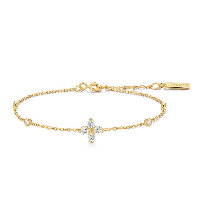 Ania Haie Gold Sparkling Lucky Clover Bracelet