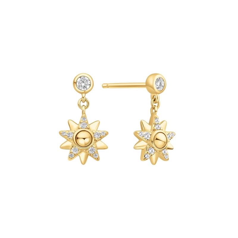 Ania Haie Gold Sunburst Dangle Stud Earrings