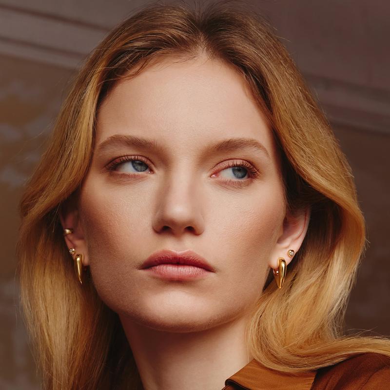 Ania Haie Gold Tiger Eye Huggie Hoop Earrings 14k Plated Sterling Silver