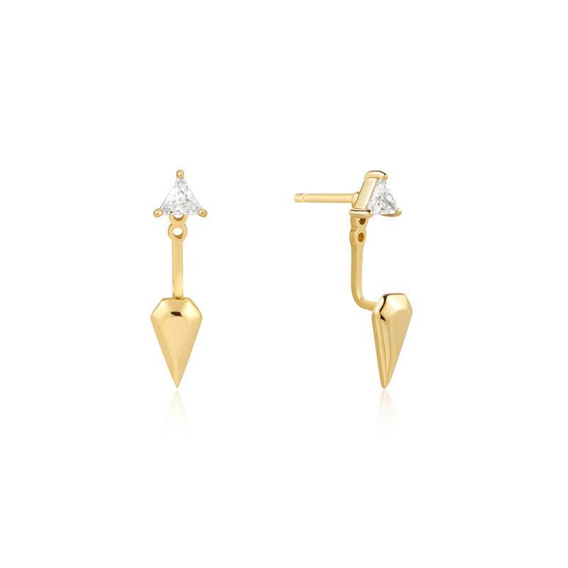 Ania Haie Gold Triangle Cubic Zirconia Geometric Stud Ear Jackets