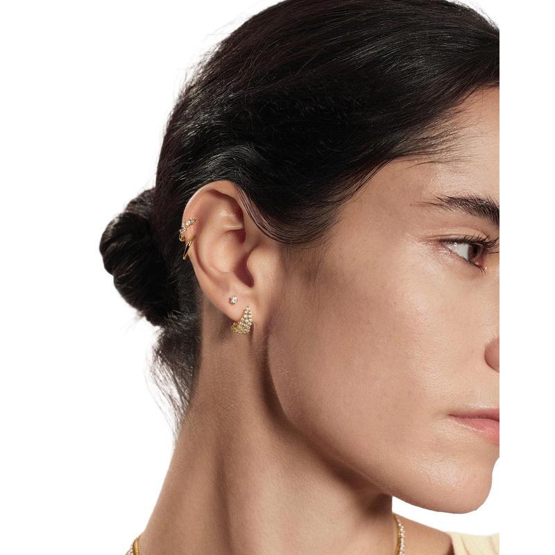 Ania Haie Gold Zig-Zag Pave Huggie Hoop Earrings