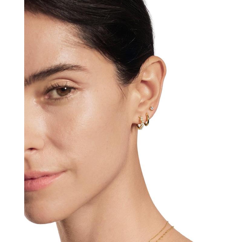 Ania Haie Gold Zig-Zag Pave Huggie Hoop Earrings