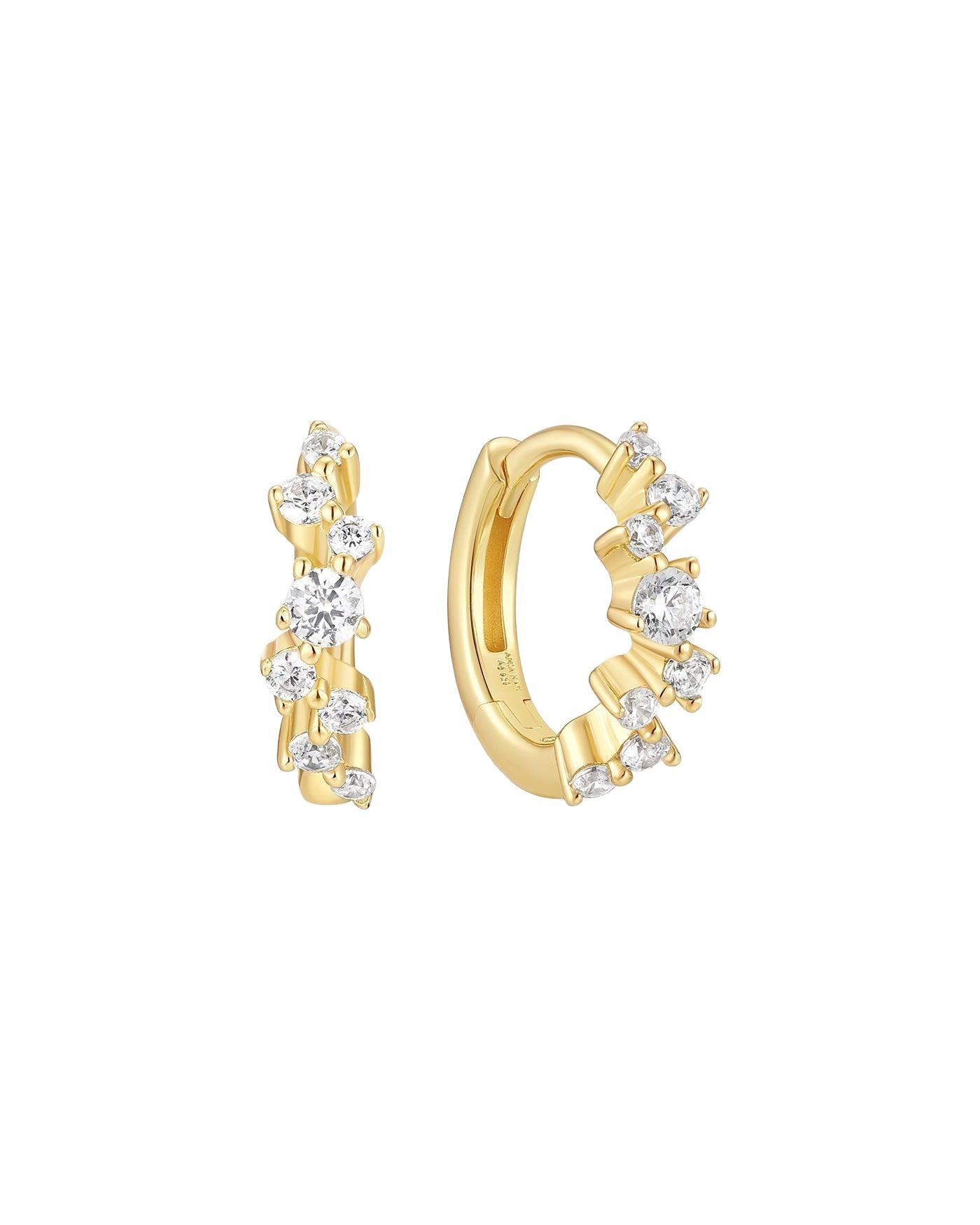 Ania Haie Gold Zig-Zag Pave Huggie Hoop Earrings